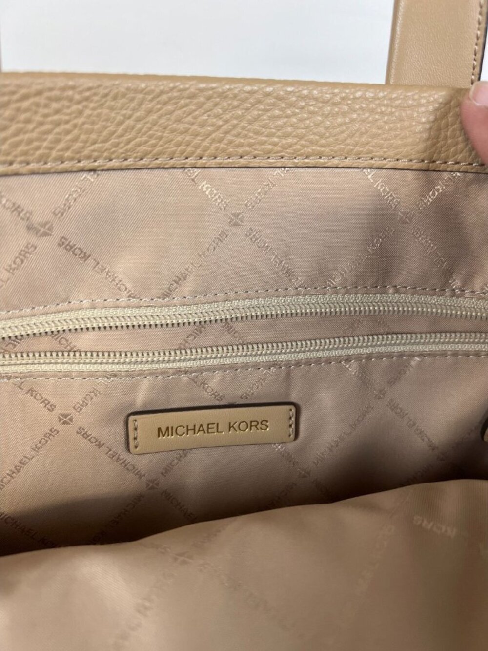 Michael Kors Women Large Tan Pebble Leather Sinclair Tote Bag Handbag Camel - Picture 3 of 9